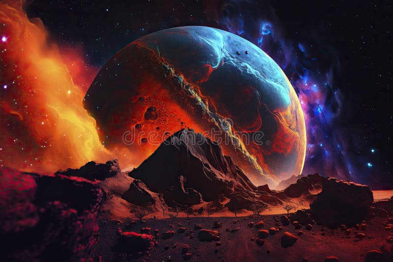 Fantastic Neon Colors, Magical Lights in the Galaxy. Generative