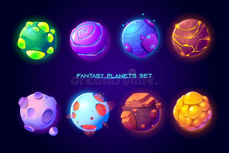 Fantastic space planets for ui galaxy game royalty free illustration