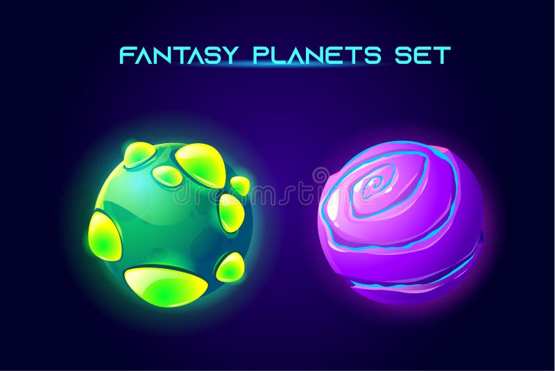 Fantastic space planets for ui galaxy game vector illustration