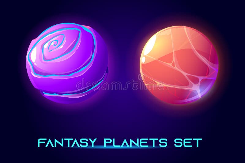 Fantastic space planets for ui galaxy game vector illustration
