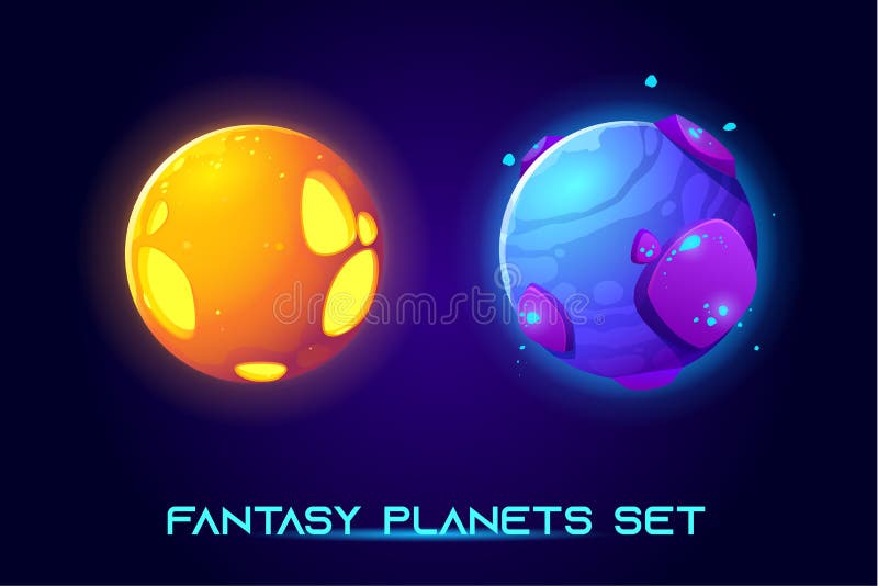 Fantastic space planets for ui galaxy game vector illustration