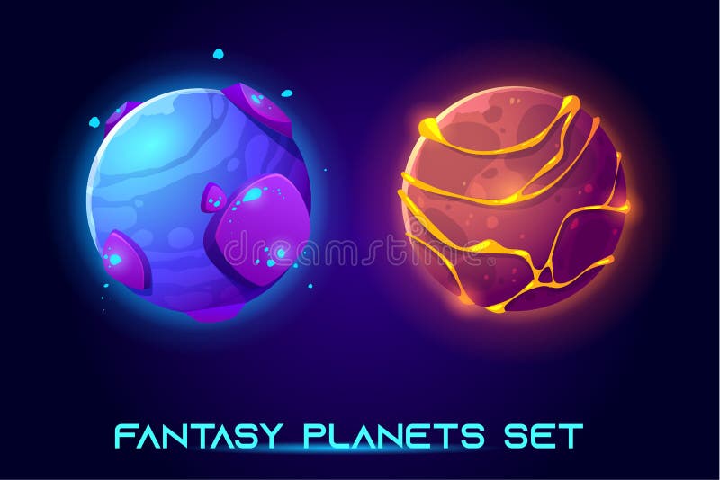 Fantastic space planets for ui galaxy game vector illustration