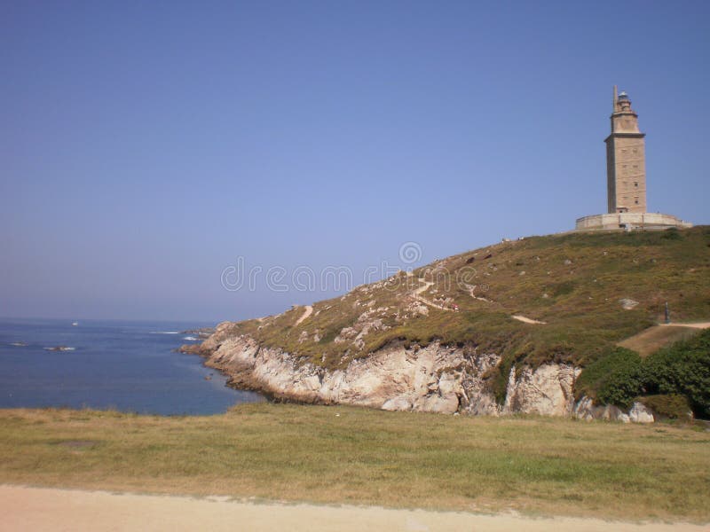 Fantastique phare romain du phare du premier siècle dans le monde à La Coruna 7 août 2012 La Coruna Galicia, Espagne photo stock Fantastique phare romain du phare du premier siècle dans le monde à La Coruna 7 août 2012 La Coruna Galicia, Espagne photo stock