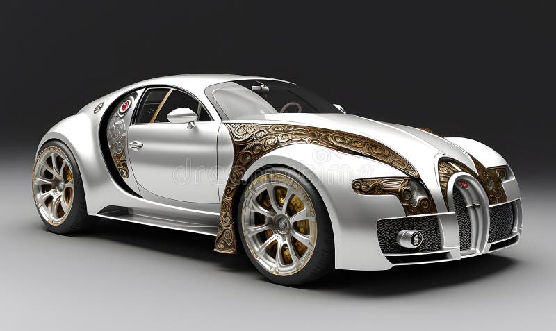 Fantastique voiture rétro avec argenté chromé éléments belle voiture style ancien design. ai génératif. Fantastique voiture rétro avec argenté éléments chromés belle conception voiture style ancien 3d illustration.