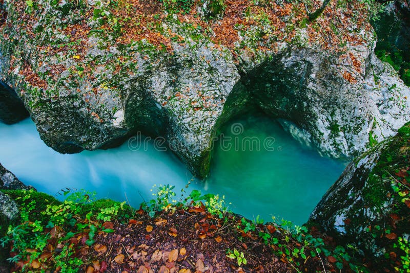 Fantastische Ansicht der Schlucht Mostnica (Mostnice Korita) lizenzfreie stockfotos Fantastische Ansicht der Schlucht Mostnica (Mostnice Korita) lizenzfreie stockfotos