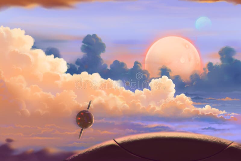 Fantastic and Exotic Allen Planets Environment: Up in the Air. Video Games Digital CG Artwork, Concept Illustration, Realistic Cartoon Style Background. Fantastic and Exotic Allen Planets Environment: Up in the Air. Video Games Digital CG Artwork, Concept Illustration, Realistic Cartoon Style Background