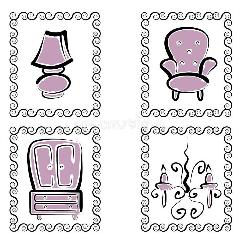Fantastisches Möbel-Set stock abbildung Fantastisches Möbel-Set stock abbildung
