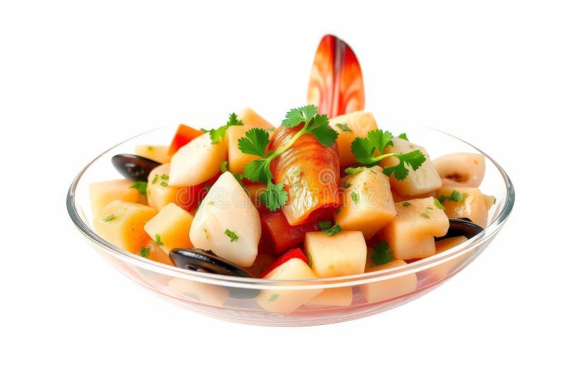 Fantastisk peruansk Ceviche Dish stock illustrationer