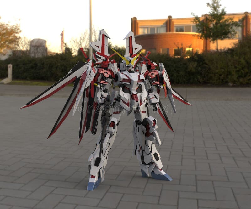 Fantastyka naukowa ?o?nierza mech pozycja na krajobrazowym tle Militarny futurystyczny robot z zieleni? i szaro?? barwimy metal M royalty ilustracja Fantastyka naukowa ?o?nierza mech pozycja na krajobrazowym tle Militarny futurystyczny robot z zieleni? i szaro?? barwimy metal M royalty ilustracja