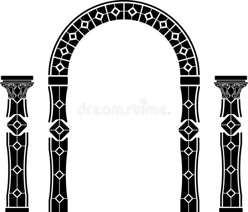 Fantasy arch and columns stock illustration