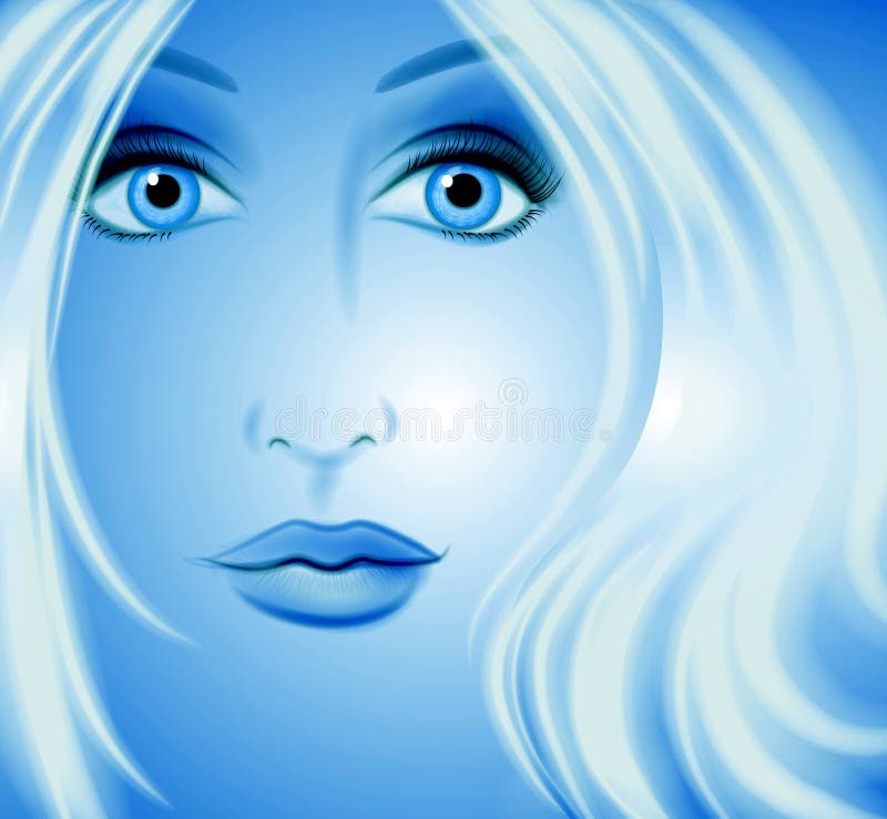 Fantasy Art Woman Face Blue