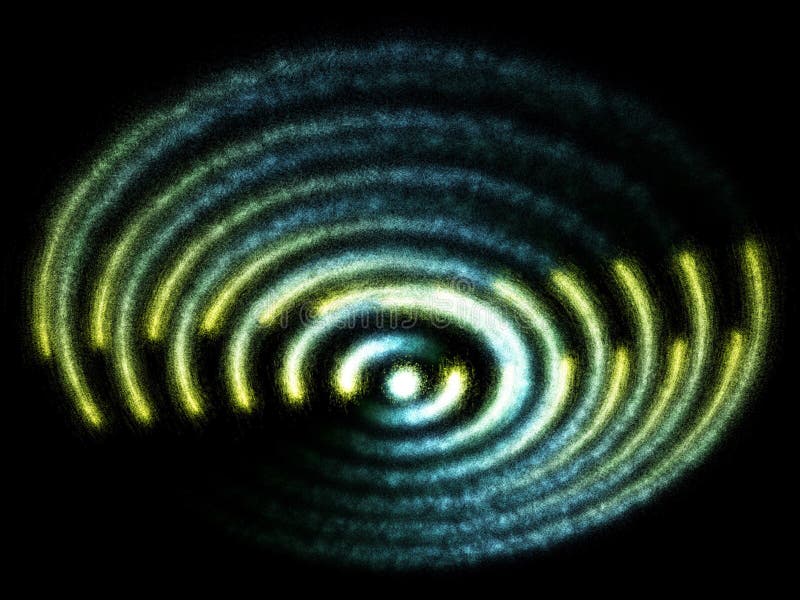 Fantasy blue and yellow particles spiral emission