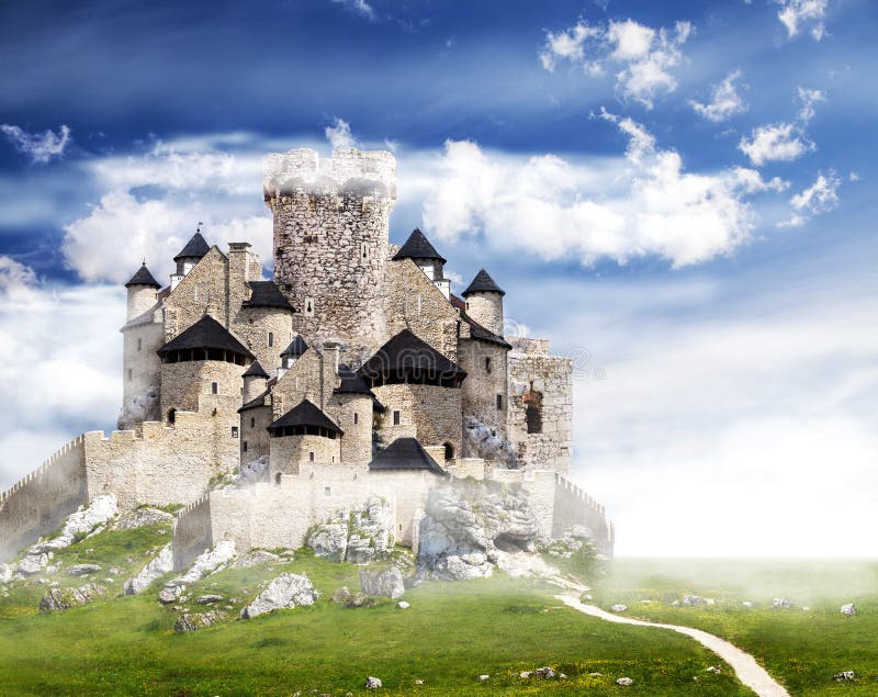 Fantasy castle with clouds.