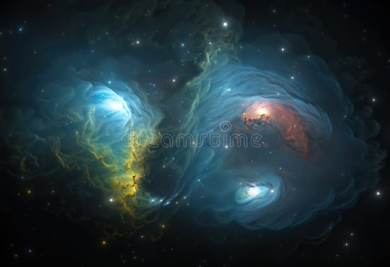 Fantasy colorful space nebula. Giant interstellar cloud with stars vector illustration