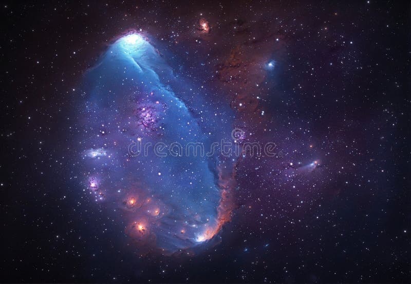 Fantasy colorful space nebula. Giant interstellar cloud with stars royalty free illustration