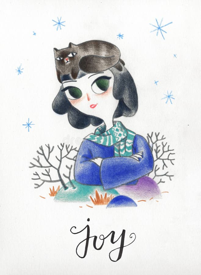 Drawing with Colored Pencils of One Plum on a White Backgroundthe Character of a Girl with a Cat on Her Head_winter_ Color Pencils Stock Illustration - Illustration of color, creative: 133560059 Drawing with Colored Pencils of One Plum on a White Backgroundthe Character of a Girl with a Cat on Her Head_winter_ Color Pencils Stock Illustration - Illustration of color, creative: 133560059