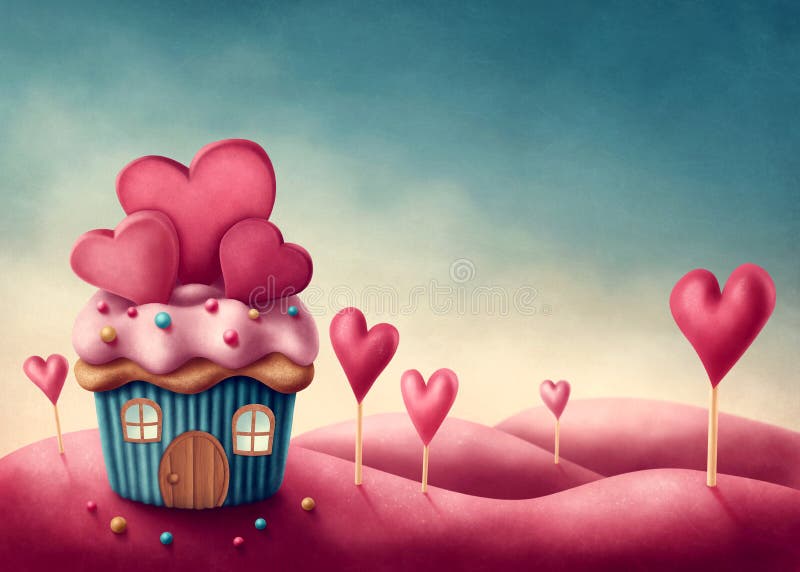Fantasy cup cake house royalty free illustration
