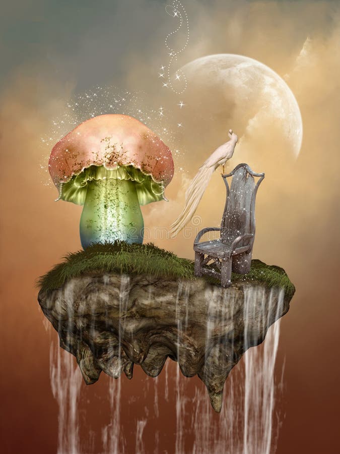 Fantasy floating island stock illustration