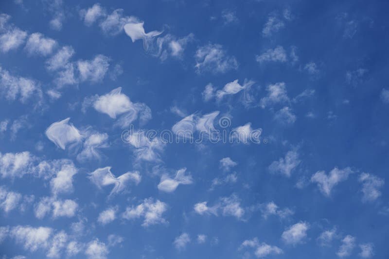 Fantasía rebano de nubes Rostro de a través de cielo azul.