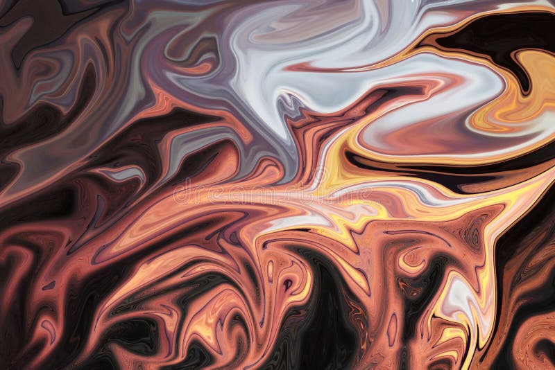 Fantasy fluid art background in green tints with orange, pink, black, grey, blue wet effect. Flowing ripple effect of