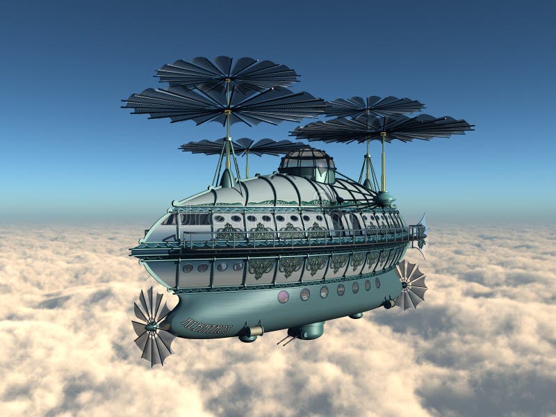 Fantasy-Luftschiff über den Wolken vektor abbildung