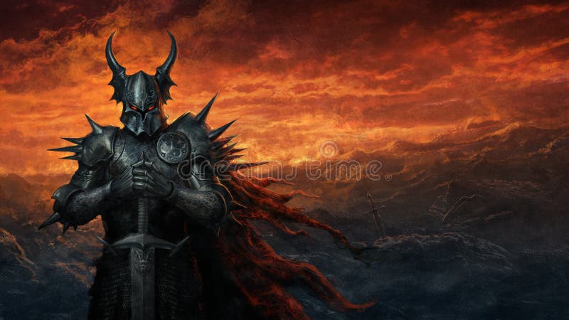 Fantasy malvagio lord con armatura nera