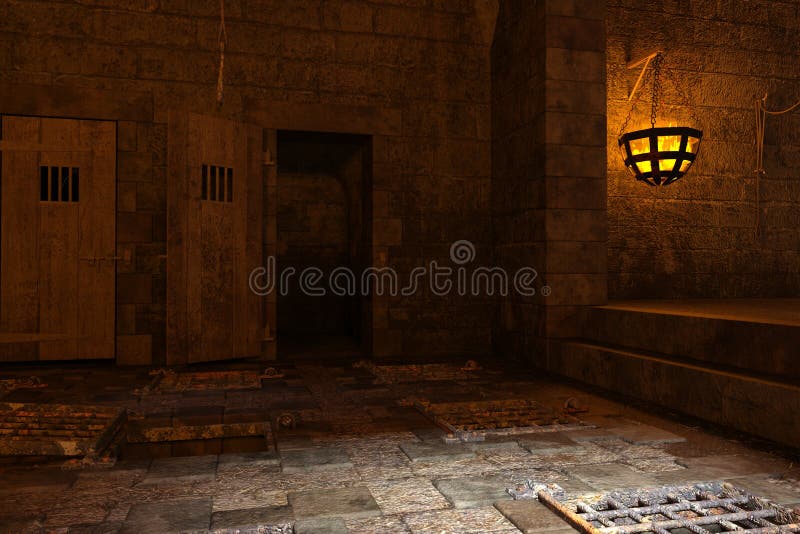 Fantasy medieval dungeon architecture construction 3d illustration royalty free illustration