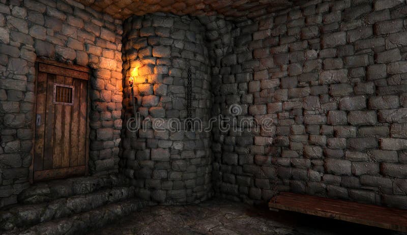 Fantasy medieval dungeon architecture construction 3d illustration royalty free illustration