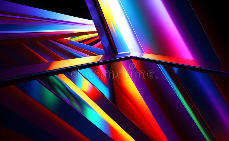 Fantasy Neon Swirls and Wave Pattern on Abstract Background - Generative AI stock illustration