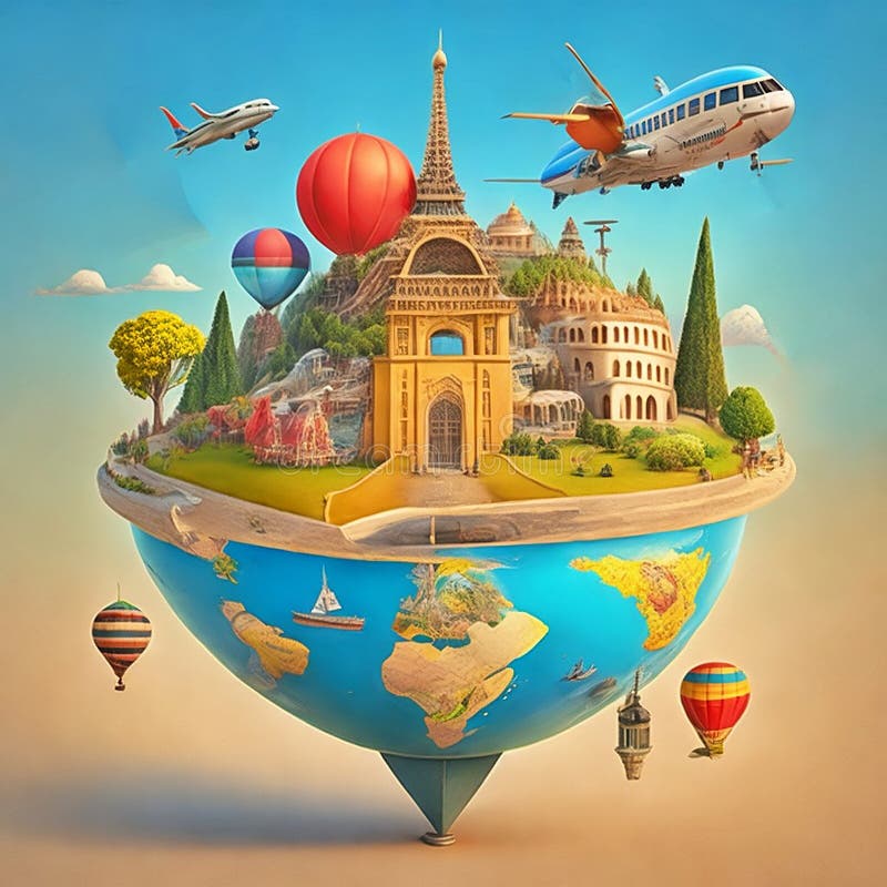 Travel Around World Attractions Stock Illustrations – 204 Travel Around ...