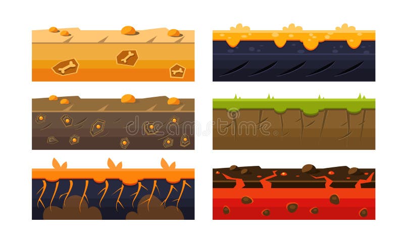 Fantasy Platforms Set, Soil Layers for Mobile or Computer Games User Iinterface Vector Illustration stock illustration Fantasy Platforms Set, Soil Layers for Mobile or Computer Games User Iinterface Vector Illustration stock illustration