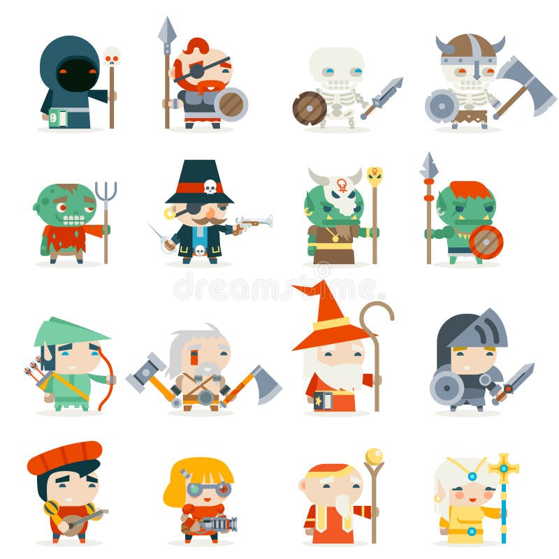 rpg flat character icons rpg flat character icons