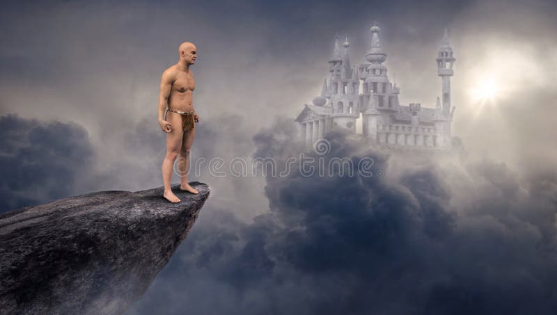Fantasy Science Fiction Castle, Cliff, Clouds