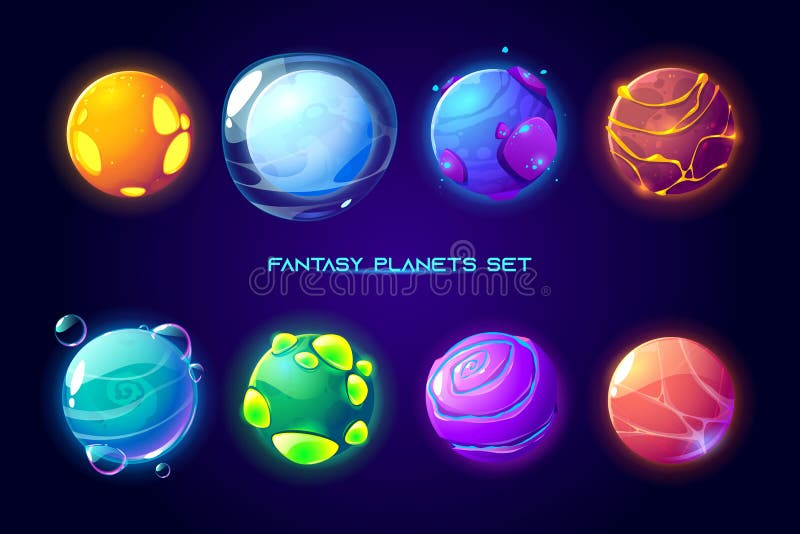 Fantasy space planets for ui galaxy game stock illustration