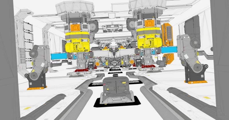 Fantasy spaceship made full of color. royalty free illustration