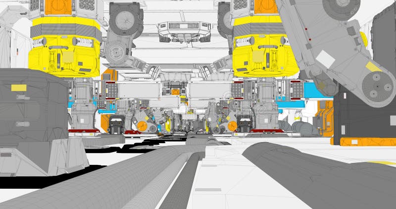 Fantasy spaceship made full of color. vector illustration