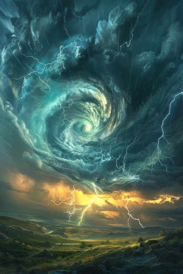 Fantasy Storm, Majestic Elemental Storm with Spirits, Lightning Over