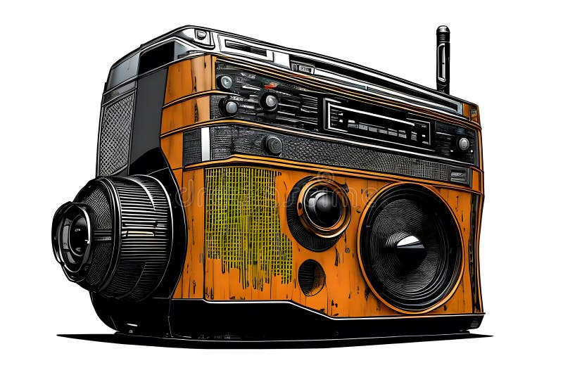 Fantasy transistor radio receiver stock illustration