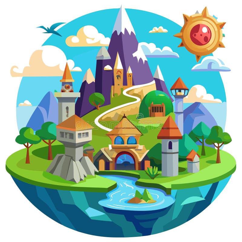 \'Fantasy World Vector Illustration: Enchanting Magical Design\' stock illustration