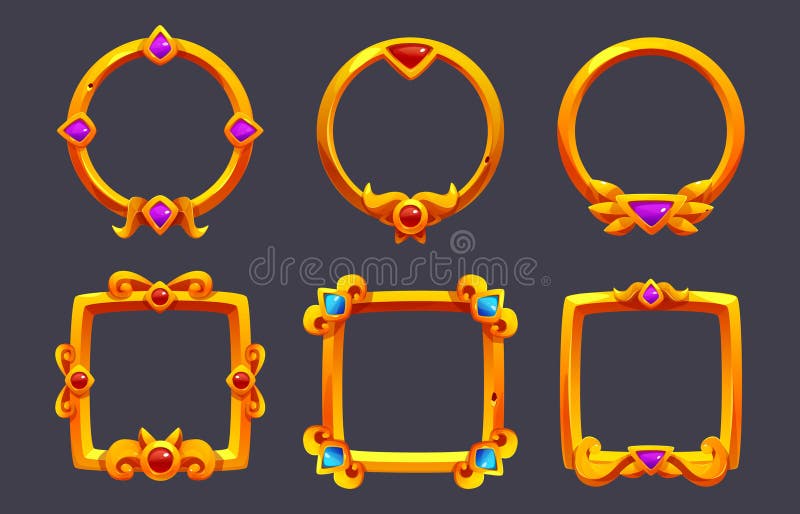 Fantasía medieval ui marco de juego para botón o medalla ilustración del vector
