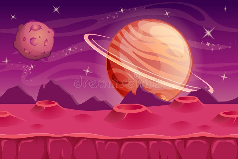 Fantazi astronautyczny tło dla UI gry obcy tło krajobrazu royalty ilustracja