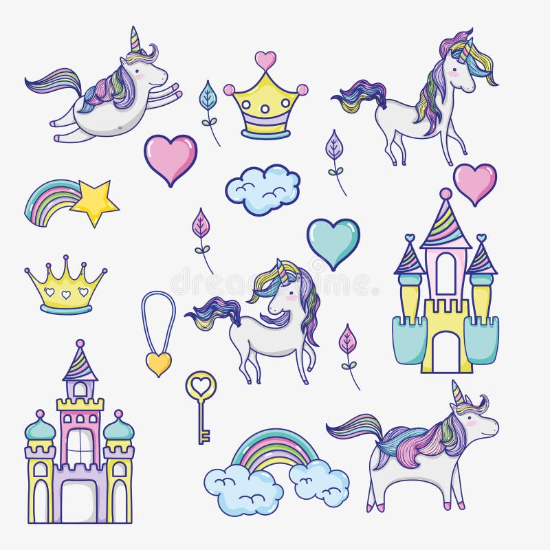 Fantazi i magii doodle światowe ikony royalty ilustracja