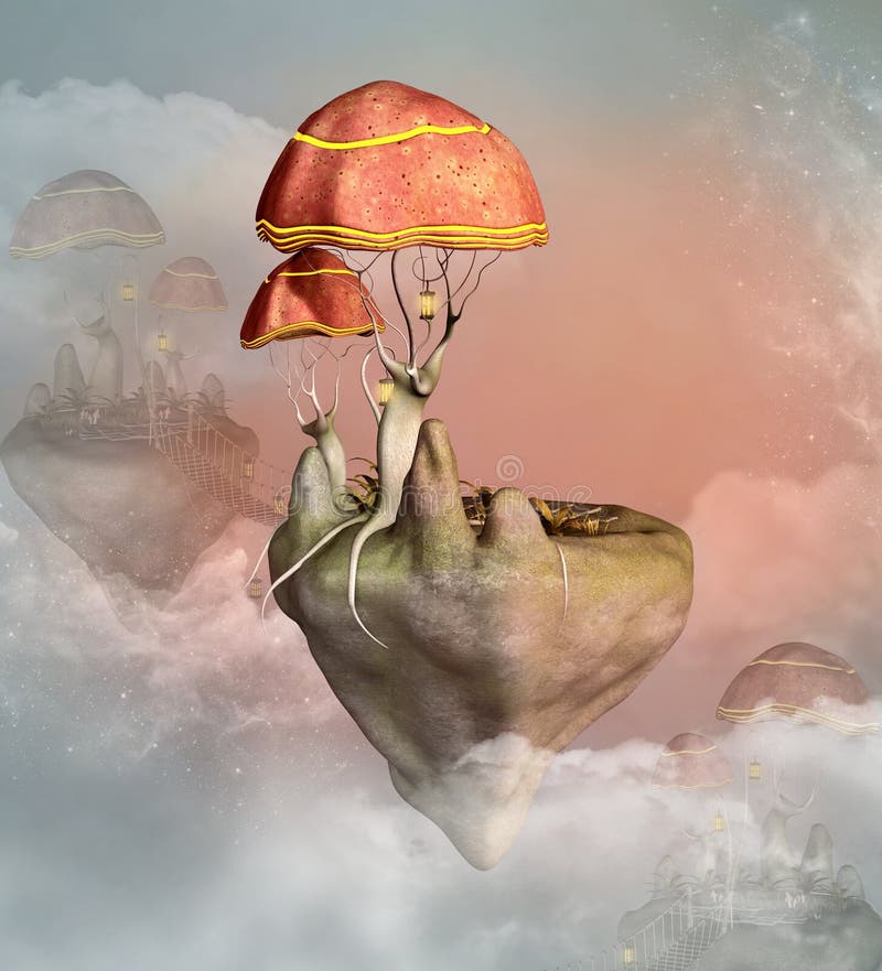 Fantazi latanie rozrasta się miasteczko royalty ilustracja Fantazi latanie rozrasta się miasteczko royalty ilustracja