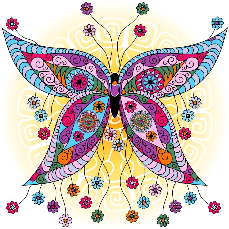 Fantazi wiosny rocznika motyl ilustracji Fantazi wiosny rocznika motyl ilustracji