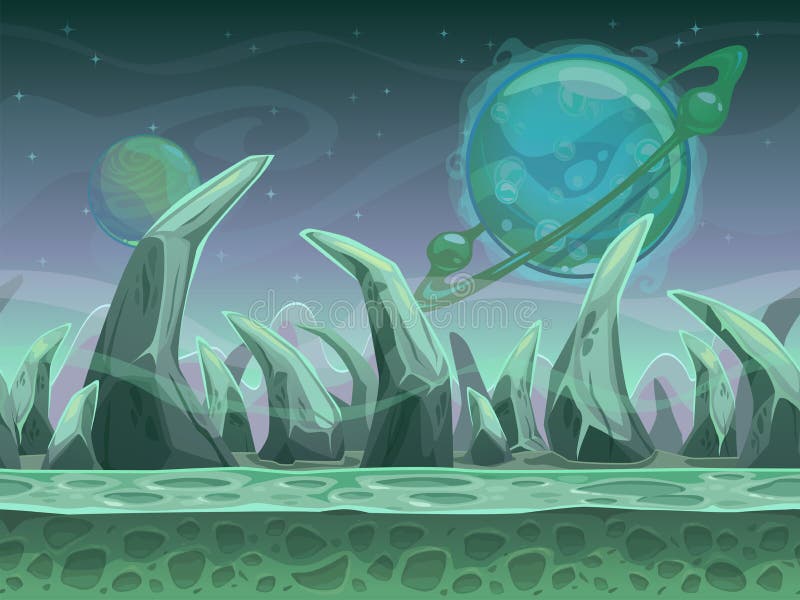 Fantazja obcego bezszwowy krajobraz ilustracja wektor
