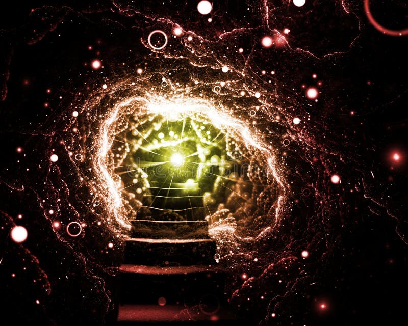 Fantásticas escaleras dentro del túnel espacial stock de ilustración Fantásticas escaleras dentro del túnel espacial stock de ilustración