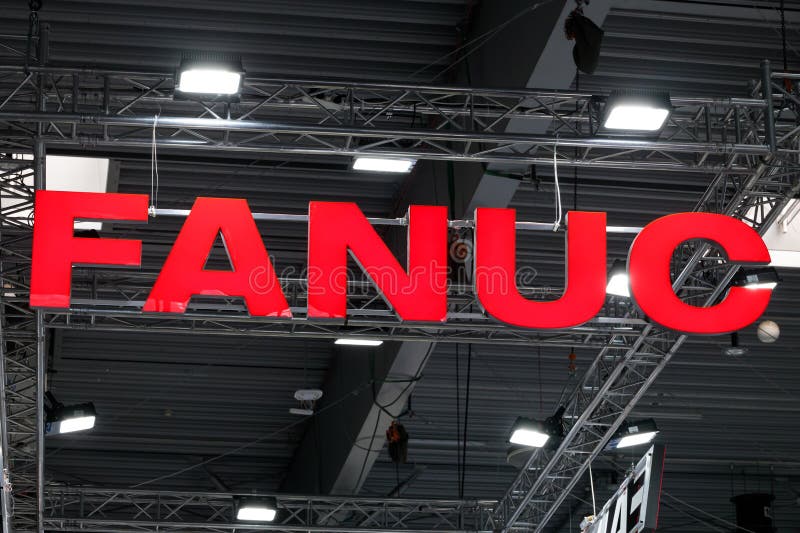 A Fanuc Company Logo on the Wall. Fanuc Provides Automation Products ...