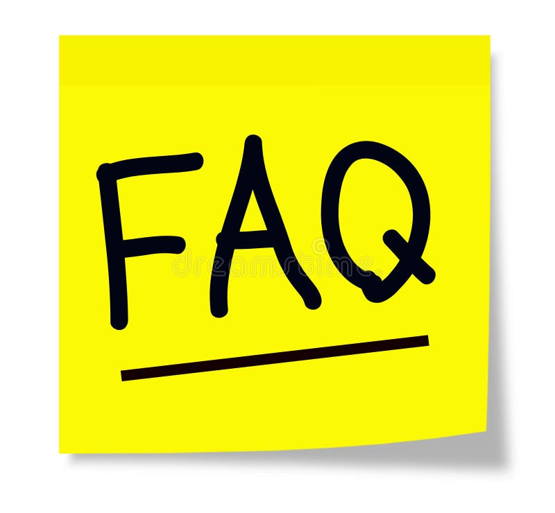 FAQ auf gelber klebriger Anmerkung lizenzfreie abbildung