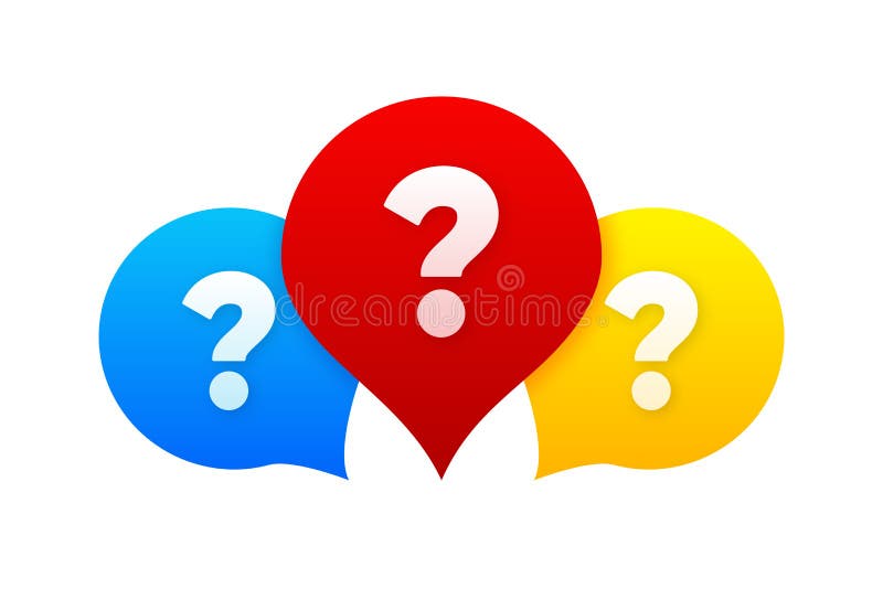 FAQ concept. Banner with question marks. Searching solutions, useful information, customer support, solving problem, choice. Vector illustration