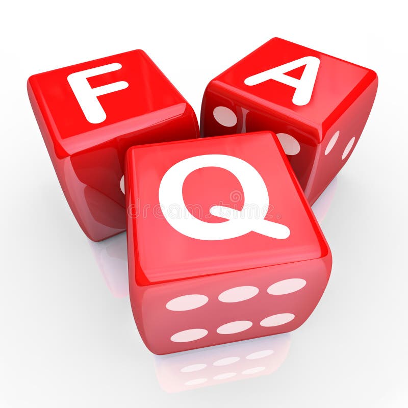 FAQ Frequently Asked Questions 3 Red Dice royalty free illustration